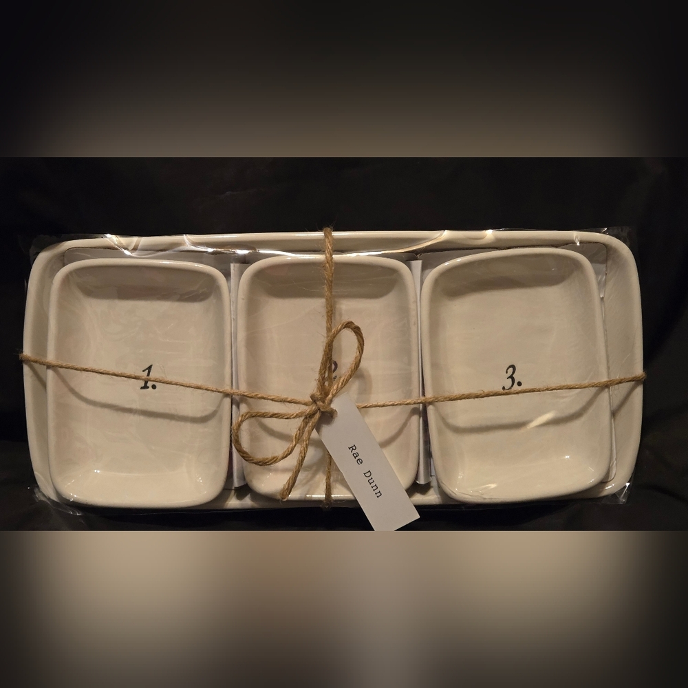 Rae Dunn Artisan Collection By Magenta 4-Piece Ceramic Tray Set